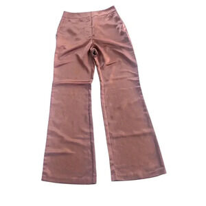 JASON WU Satin Pants White Piping Pockets Size 10 Bronze Brown High Rise